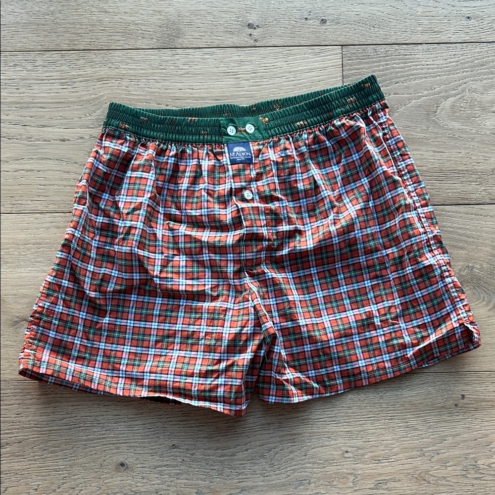 McAlson Men's Green and Red Plaid Boxers